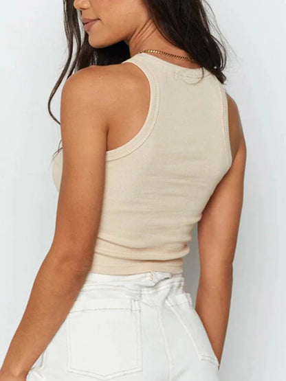 Ribbed Tank Top Women White 2024 Summer Casual Fitness Short Vest Candy Colors Knitted Off Shoulder Sexy Crop Top Women