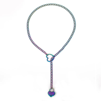 Heart Lock Slip Chain Necklace Love Chains Choker Padlock Collar for Women Punk Goth Jewelry Gothic Aesthetic Accessories