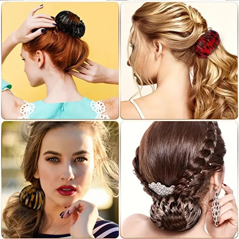 Fashionable Bird's Nest Hair Clip - Retro Geometric Elastic Ponytail & Bun Hairband for Women