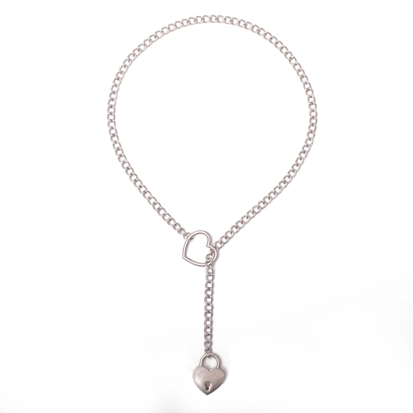 Heart Lock Slip Chain Necklace Love Chains Choker Padlock Collar for Women Punk Goth Jewelry Gothic Aesthetic Accessories