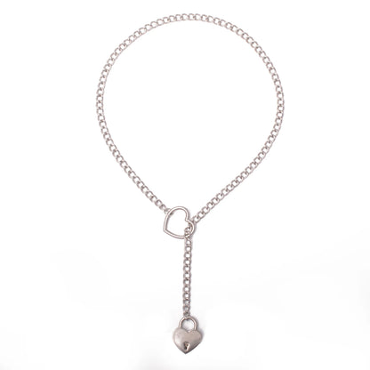 Heart Lock Slip Chain Necklace Love Chains Choker Padlock Collar for Women Punk Goth Jewelry Gothic Aesthetic Accessories