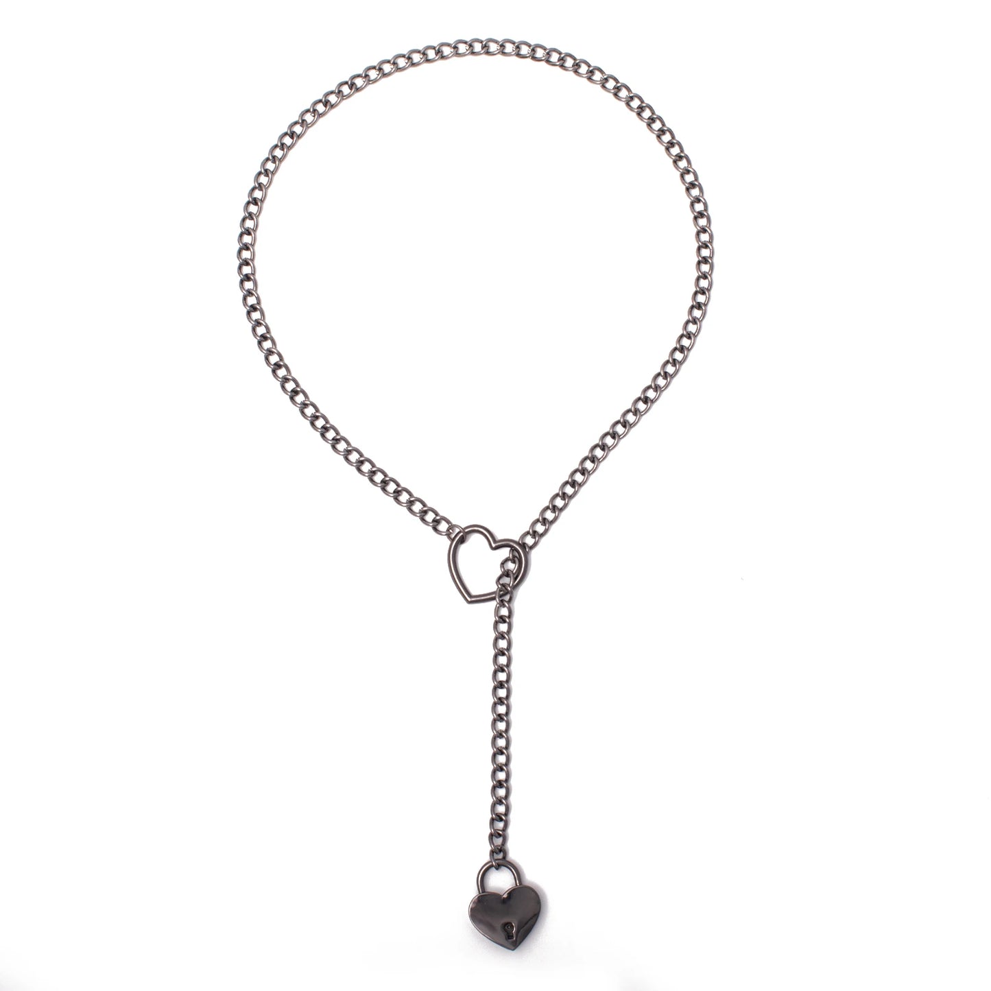 Heart Lock Slip Chain Necklace Love Chains Choker Padlock Collar for Women Punk Goth Jewelry Gothic Aesthetic Accessories