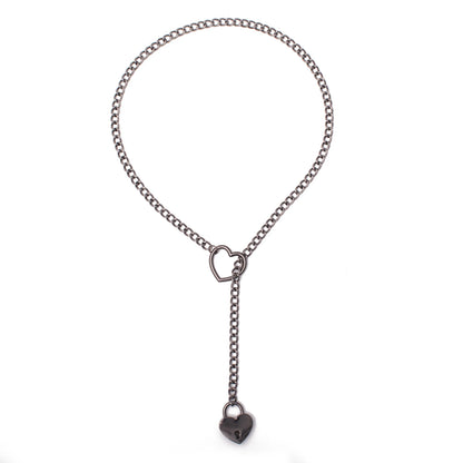 Heart Lock Slip Chain Necklace Love Chains Choker Padlock Collar for Women Punk Goth Jewelry Gothic Aesthetic Accessories