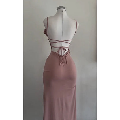 Sexy Sleeveless Slit Dress Openwork Elegant Three-dimensional Rose Slim Dress 2025 Summer Fashion Ladies Party Club Vestidos