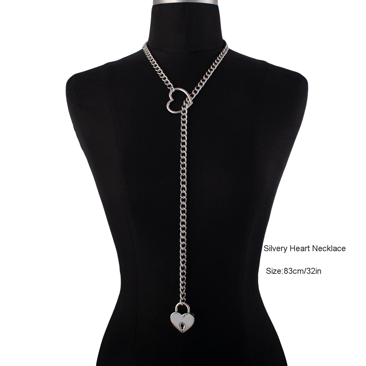 Heart Lock Slip Chain Necklace Love Chains Choker Padlock Collar for Women Punk Goth Jewelry Gothic Aesthetic Accessories